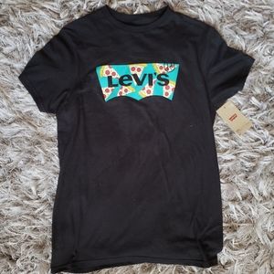 NWT Levi's Melting Animated Pizza Mens Black Shirt